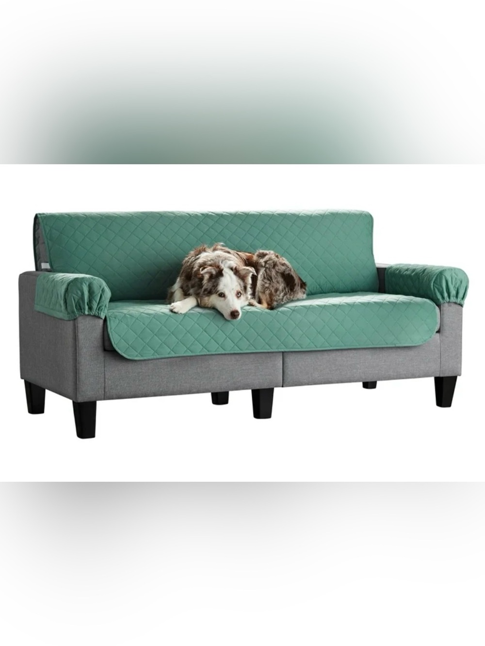 QUILTED COUCH COVERS IN GREY WITH TWO MATCHING ARM REST COVERS
